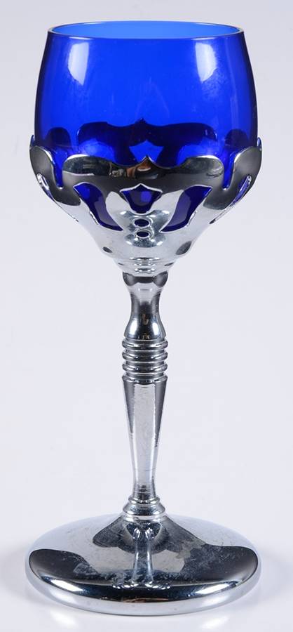 Farber Crystal (Chrome) Royal Blue Liquor Cocktail by Farber Brothers-1
