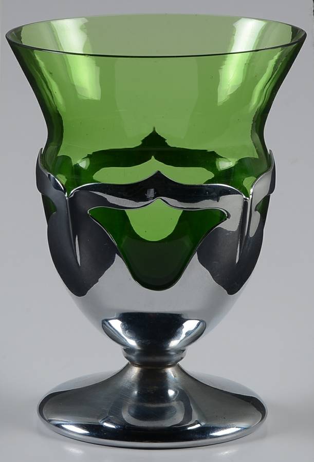 Farber Crystal (Chrome) 12 Oz Forest Green Footed Tumbler by Farber Brothers-1