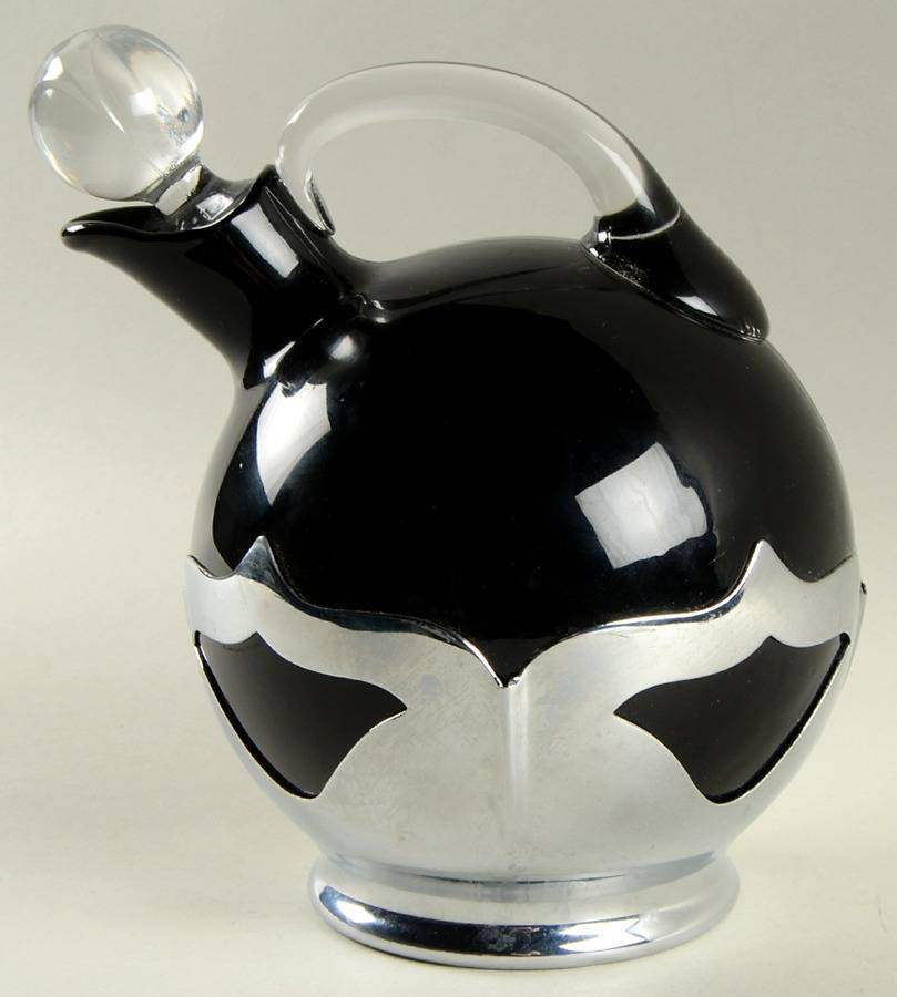 Farber Crystal (Chrome) Handled Cruet & Stopper by Farber Brothers-1