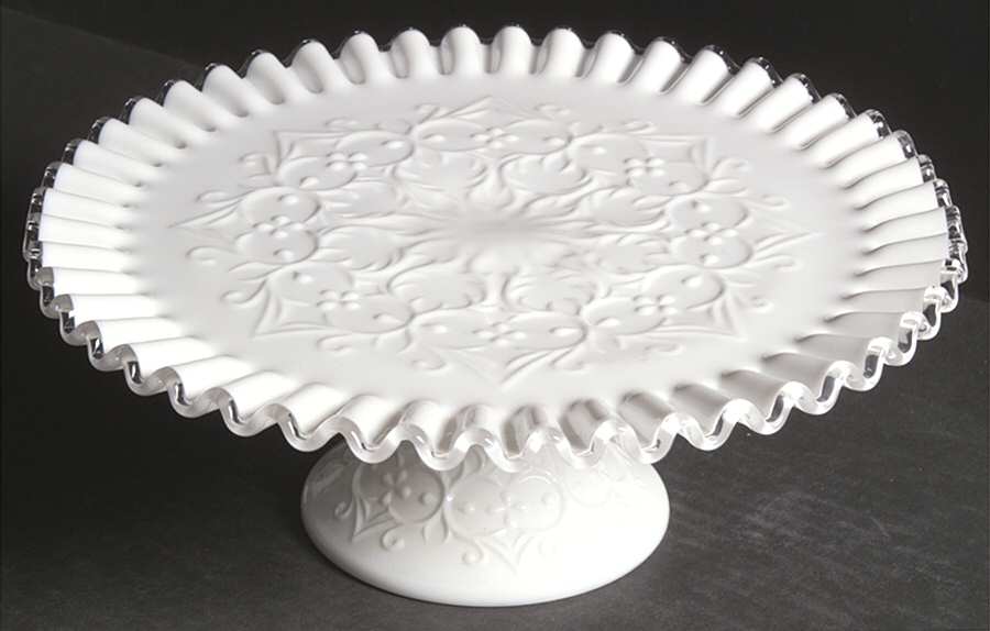 Silver Crest Spanish Lace Round Cake Stand by Fenton-1