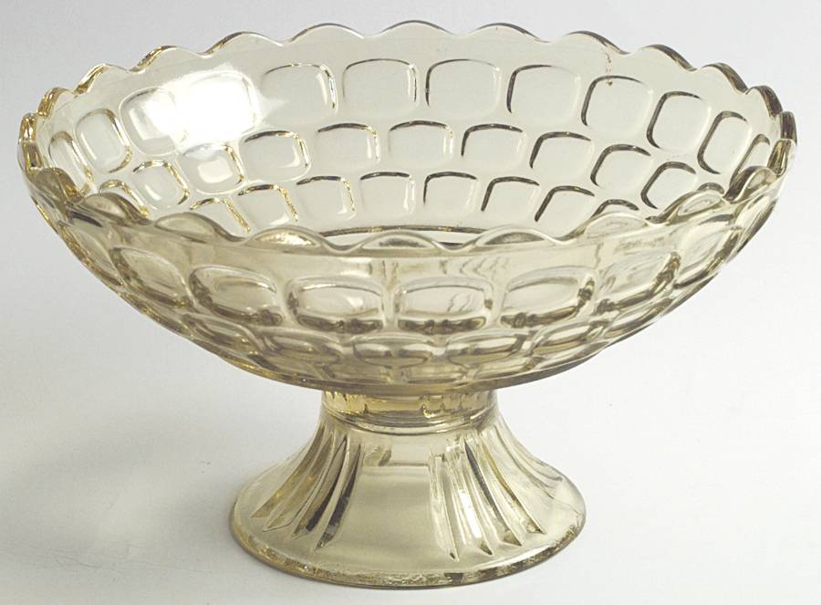 Yorktown Yellow (Pale Yellow, Colonial) Footed Bowl by Federal Glass -1