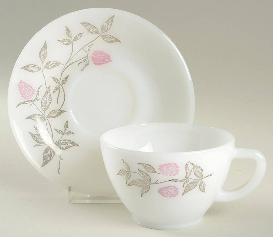 Clover Blossom Cup & Saucer Set by Federal Glass -1