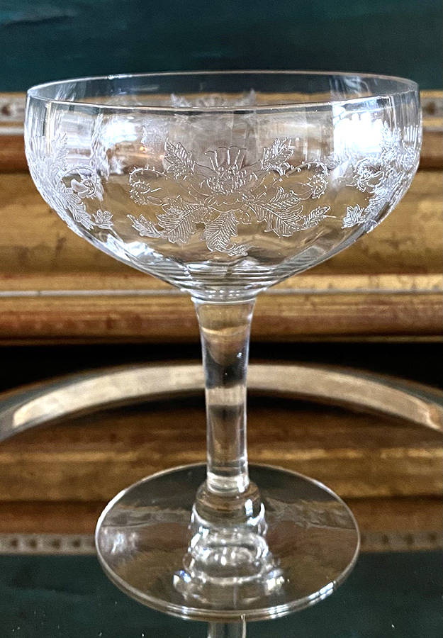 Thistle (Etch) Champagne/Tall Sherbet by Fry-1
