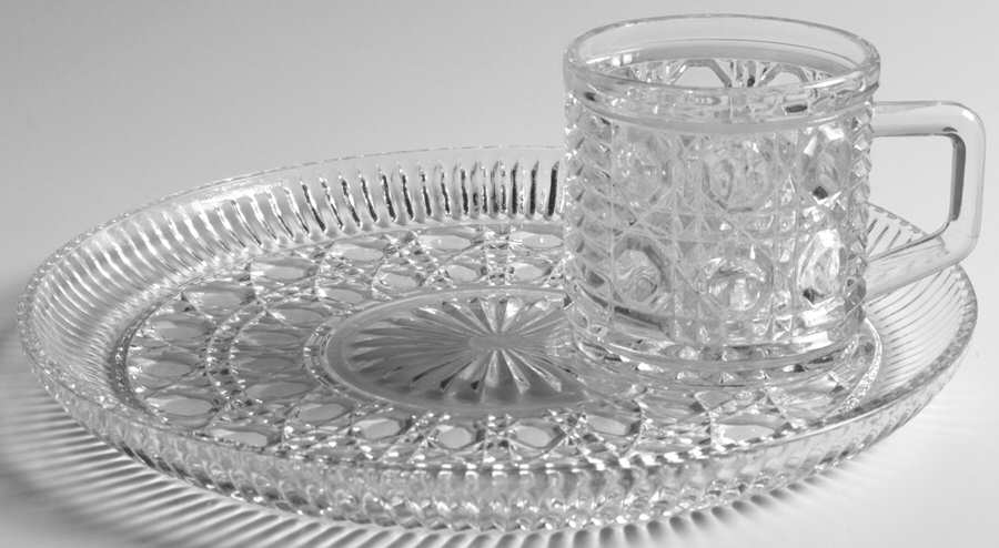 Windsor Clear Snack Plate & Cup Set by Federal Glass -1