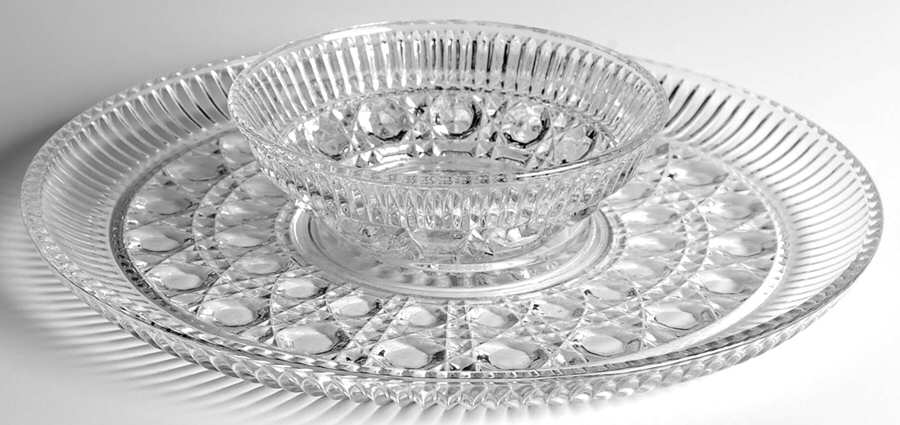 Windsor Clear Chip & Dip Set (Mayonaisse Bowl, Serving Plate) by Federal Glass -1