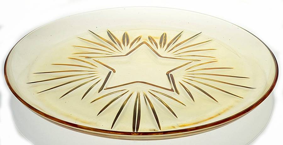 Star Amber Service Plate by Federal Glass -1