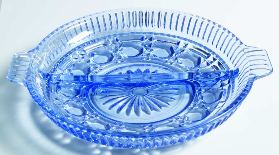 Windsor Blue 8" Round 2 Part Relish by Federal Glass -1
