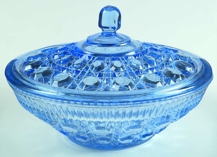 Windsor Blue Candy Dish & Lid by Federal Glass -1