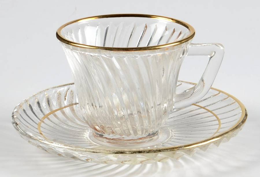 Diana (Gold Trim) Demitasse Cup & Saucer Set by Federal Glass -1