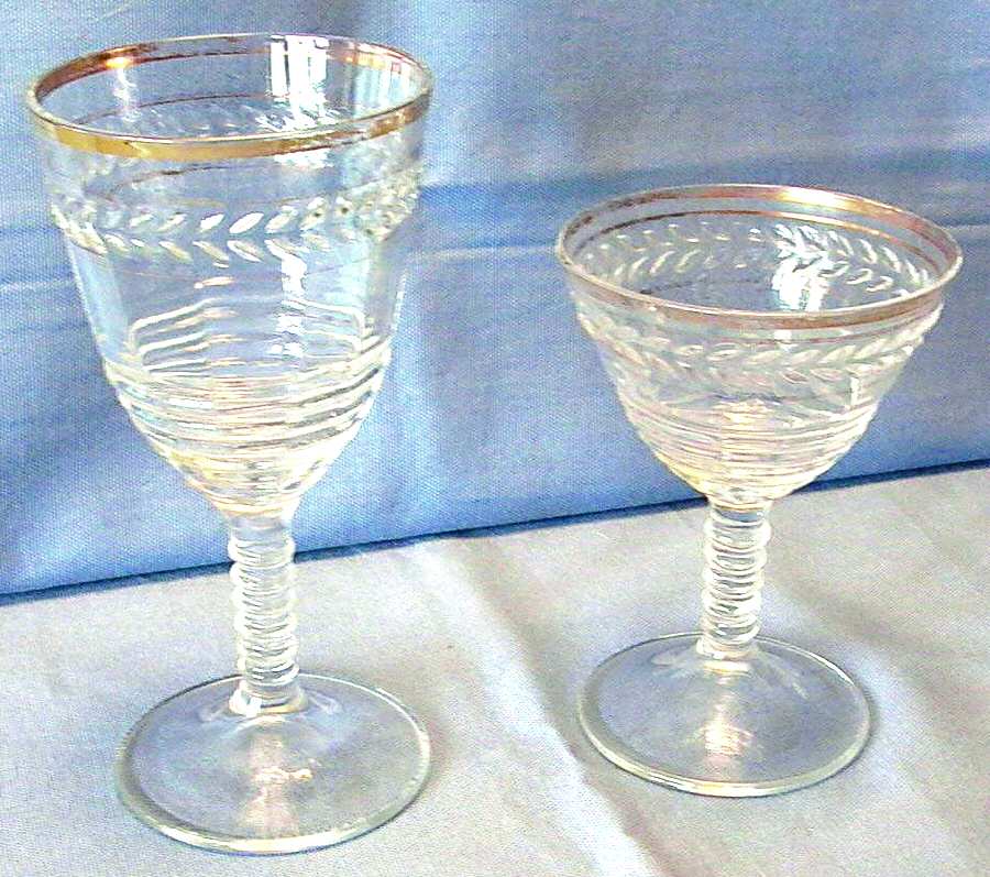 145R-Gold Trim Water Goblet by Federal Glass -1