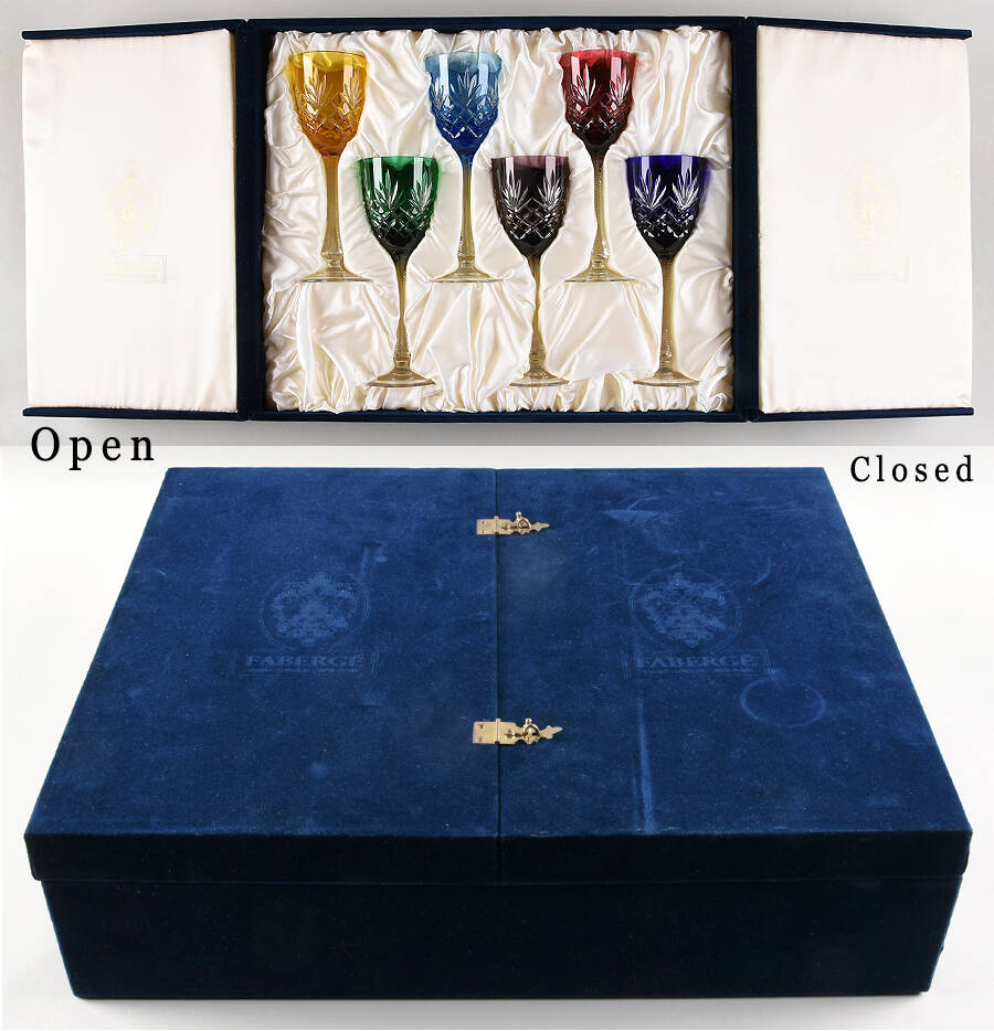 Odessa Hock Wine  - Set of 6 Colors Boxed (Amethyst,Cobalt,Red,Blue,SkyB,Yellow) by Faberge-1