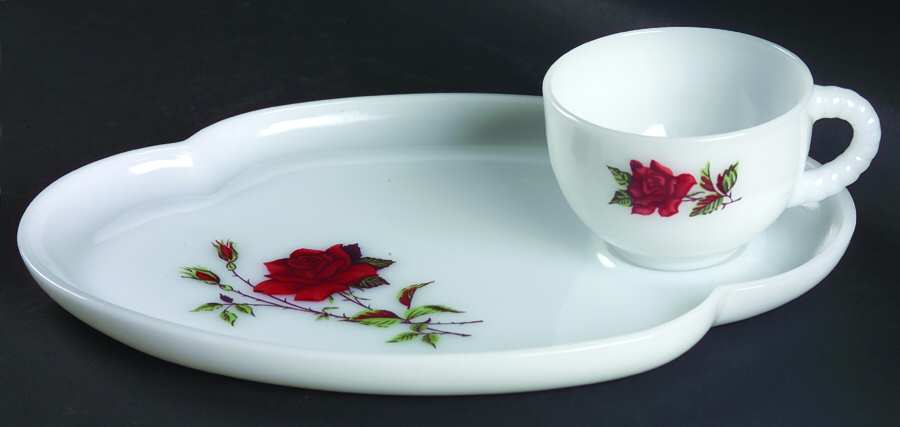 Rosecrest Snack Plate & Cup Set by Federal Glass -1