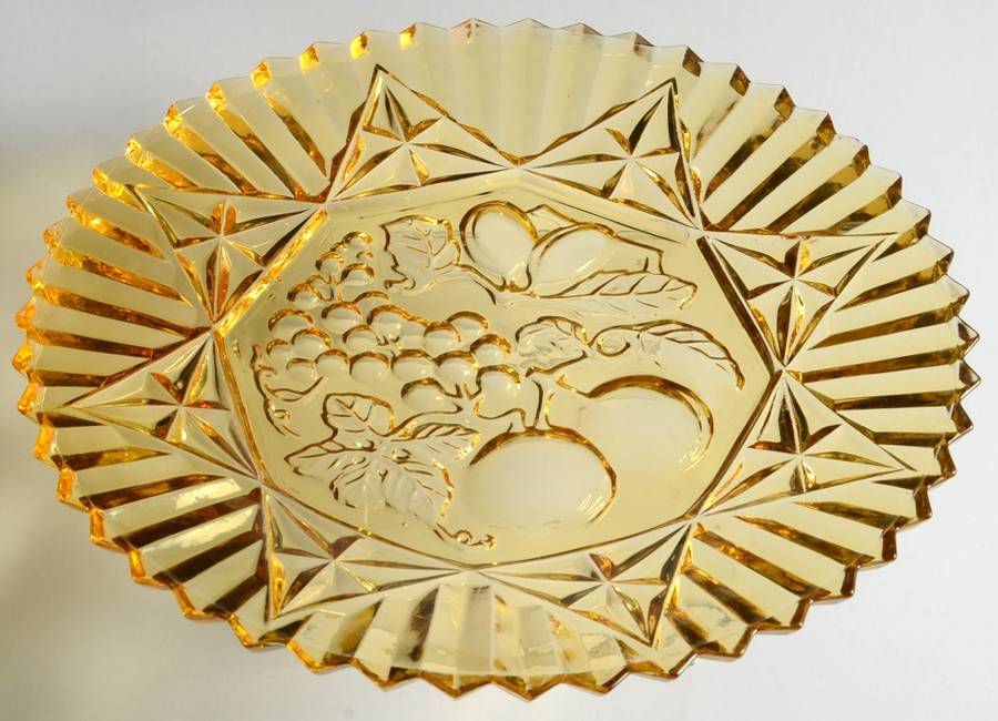 Pioneer Amber 11" Sandwich Plate by Federal Glass -1