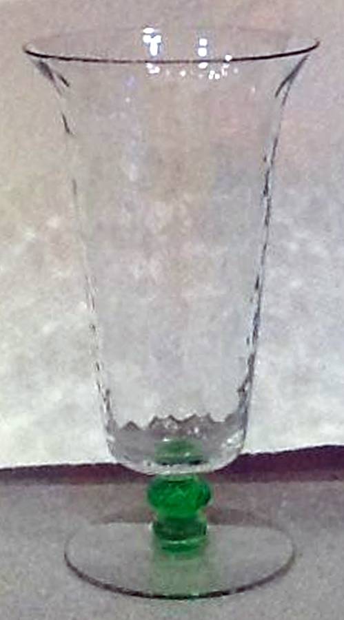 7542 Clear Green (Clear Bowl, Green Stem) 9 Oz Footed Tumbler by Fry-1