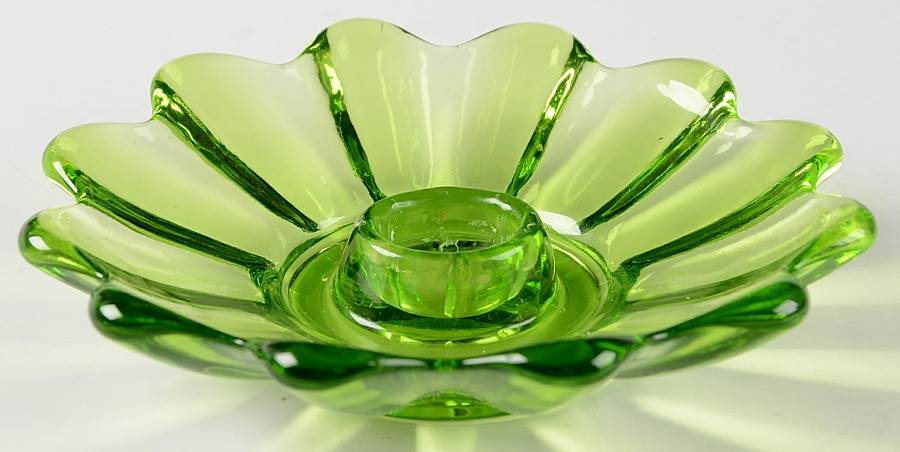 Celestial Limelight (Green) Single Light Candlestick by Federal Glass -1