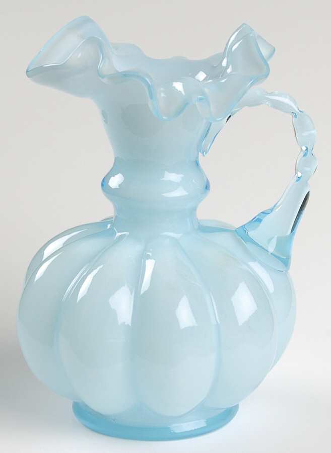 Blue Overlay 5" Handled Jug by Fenton-1