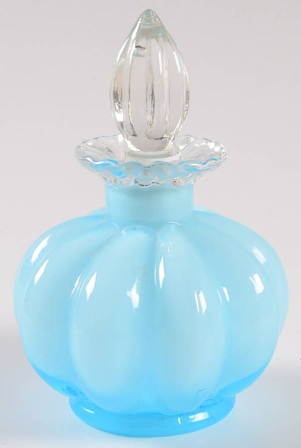 Blue Overlay Cologne Bottle & Stopper by Fenton-1