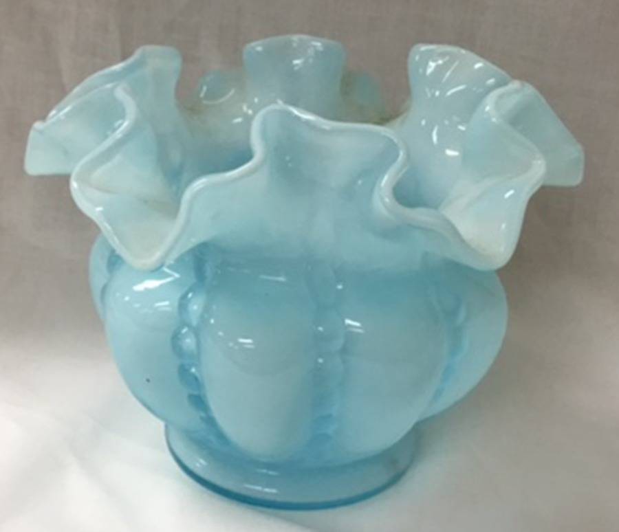 Blue Overlay 4" Flower Vase by Fenton-1