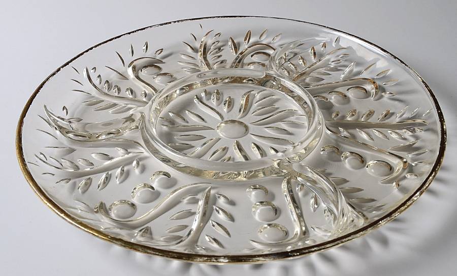 2875 Clear 11" Round 4 Part Relish by Federal Glass -1