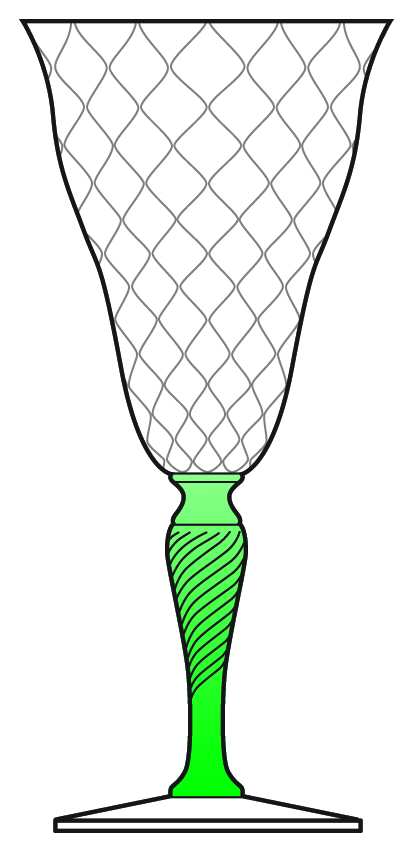 7541 Clear Green (Green Stem) Water Goblet by Fry-1