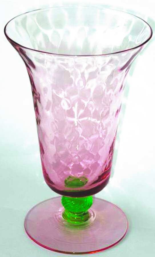 7542 Pink Green (Pink Bowl and Foot, Green Stem) Iced Tea by Fry-1