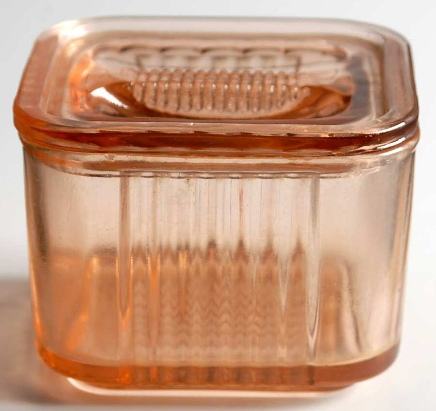 FEG37 Pink Small Square Refrigerator Dish & Lid by Federal Glass -1