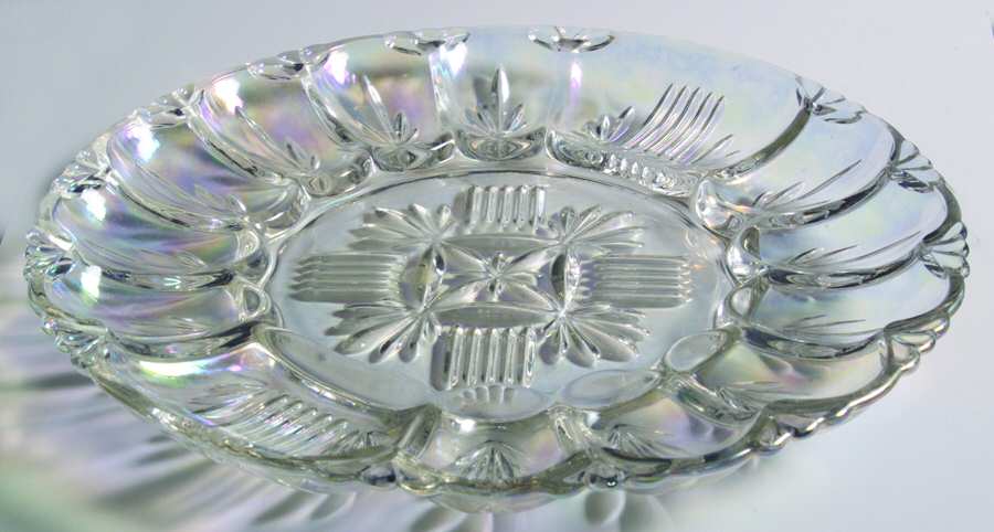Georgetown (Iridescent) Deviled Egg Server by Federal Glass -1