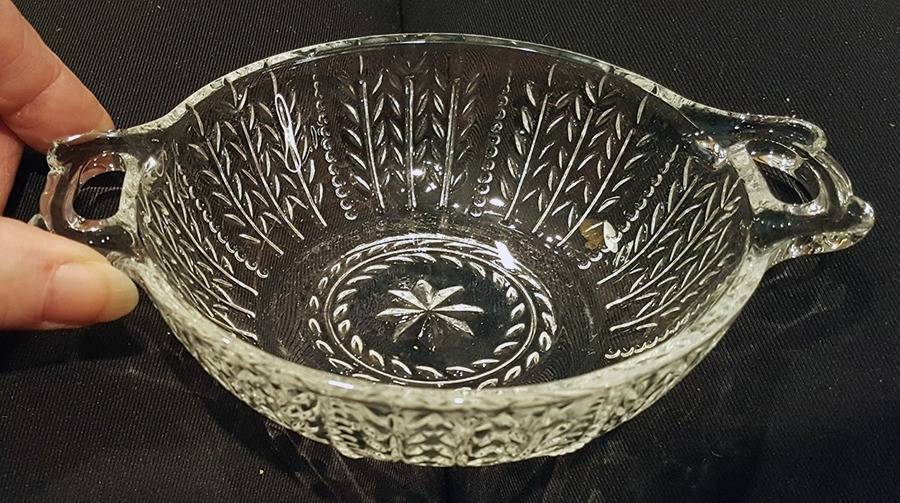 Wheat and Star Clear Handled Bowl by Federal Glass -1