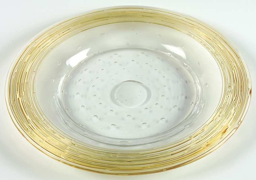Threaded Controlled Bubble Gold Luncheon Plate by Fry-1