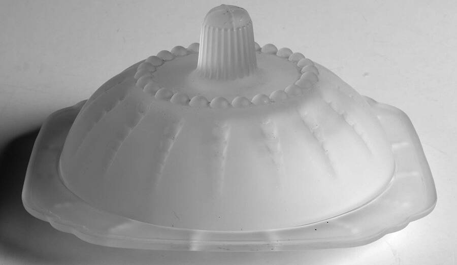 Columbia  Clear (Frosted) Round Covered Butter by Federal Glass -1