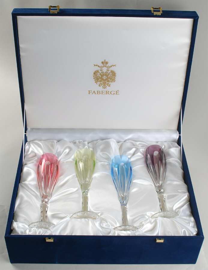 Lausanne Fluted Champagne - Set of 4 Colors (Sky Blue, Amethyst, ,Lt Green & Pink) by Faberge-1