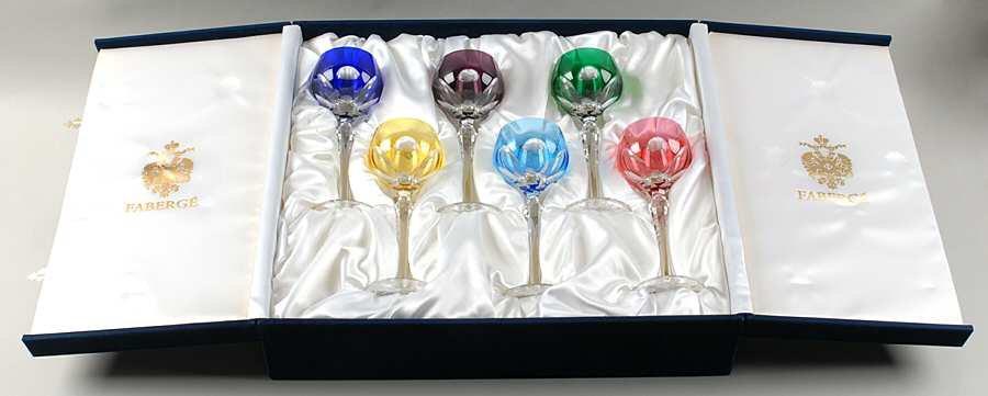 Lausanne Hock Wine - Set of 6 (Cobalt,Yellow, Amethyst, Skyblue, Green, Pink) by Faberge-1