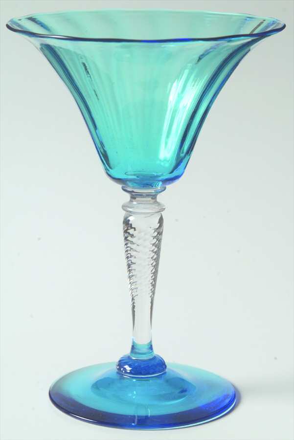 7542 Clear Blue (Clear Stem, Blue Bowl and Foot) Champagne/Tall Sherbet by Fry-1