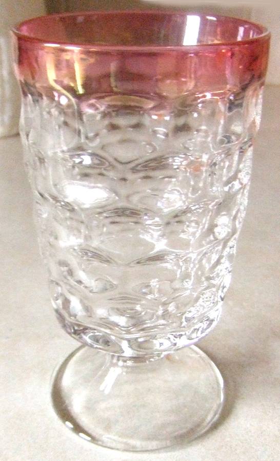 Yorktown Ruby Flash (Colonial) Water Goblet by Federal Glass -1