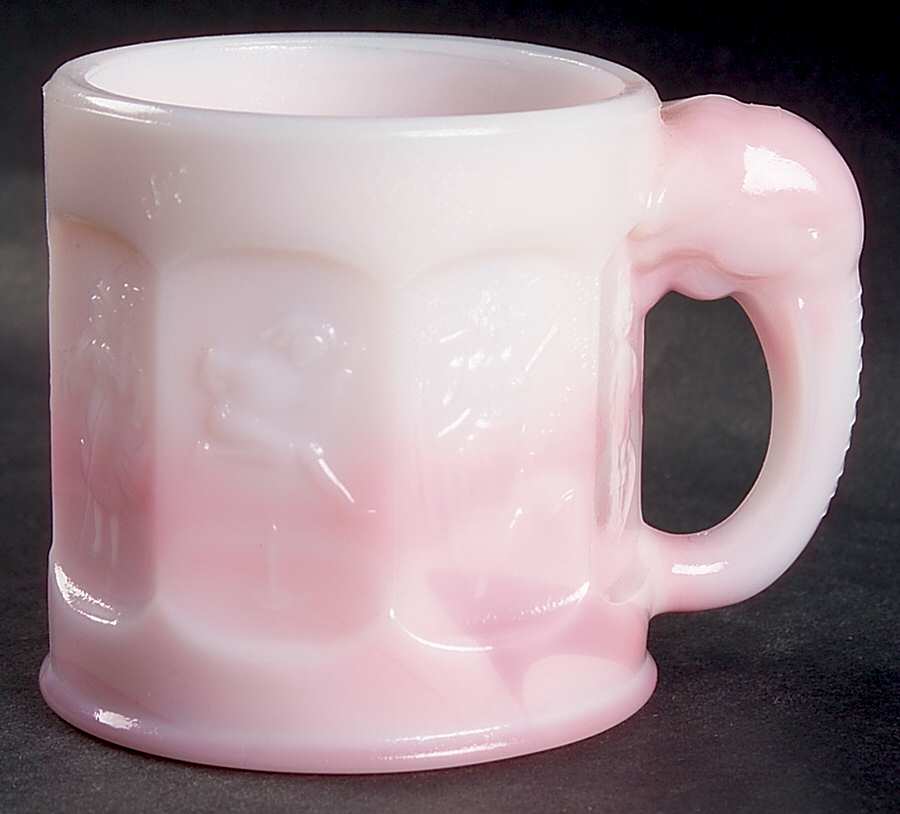 Heisey Animals & Figurines Pink Rosalene Story Book Mug by Fenton-1
