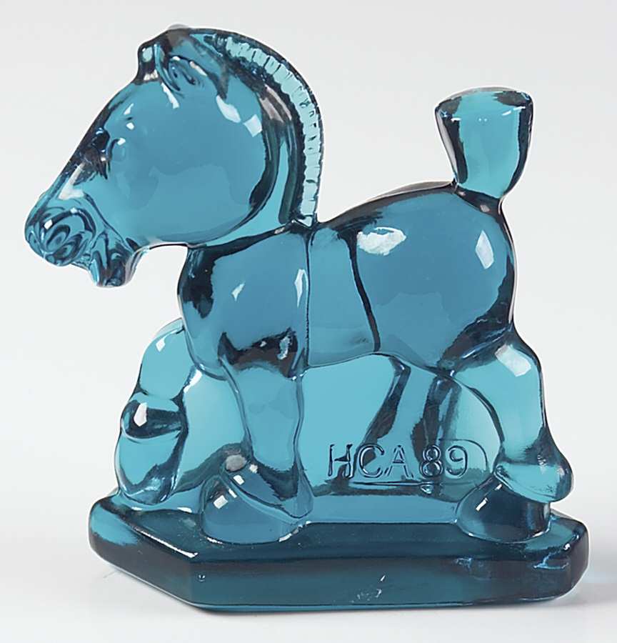 Heisey Animals & Figurines Oscar (Plug Horse)-Teal by Fenton-1