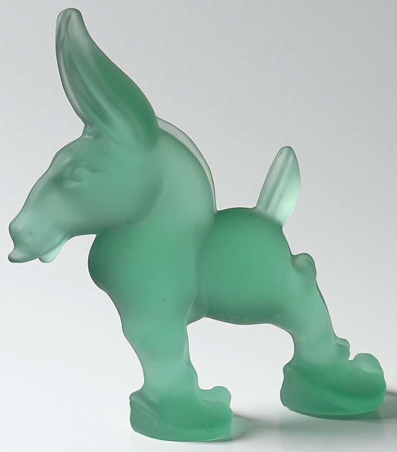 Heisey Animals & Figurines Sea Mist Satin Donkey by Fenton-1