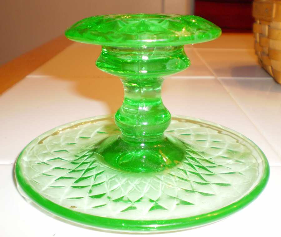 19 Diamond Optic Green Single Light Candlestick by Fry-1