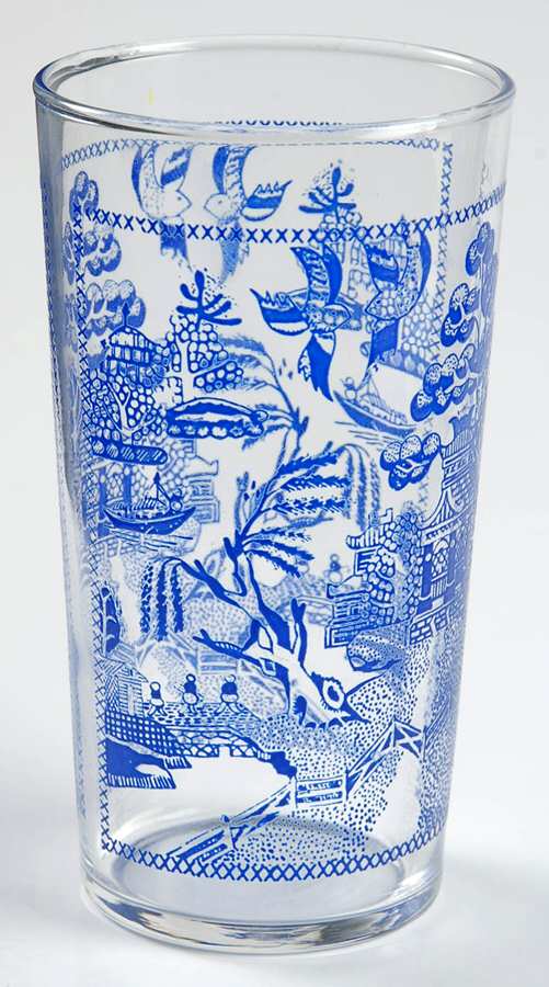 Willow Blue (Stitched Border) 9 Oz Flat Tumbler by Federal Glass -1
