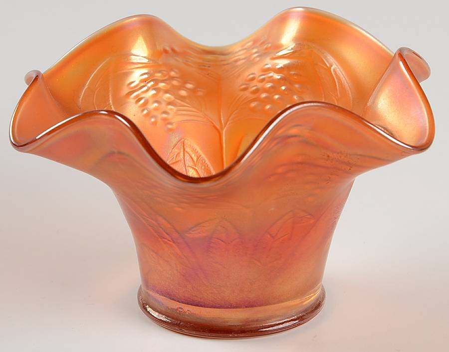 Flowering Dill Marigold (Carnival) Crimped Hat Vase by Fenton-1