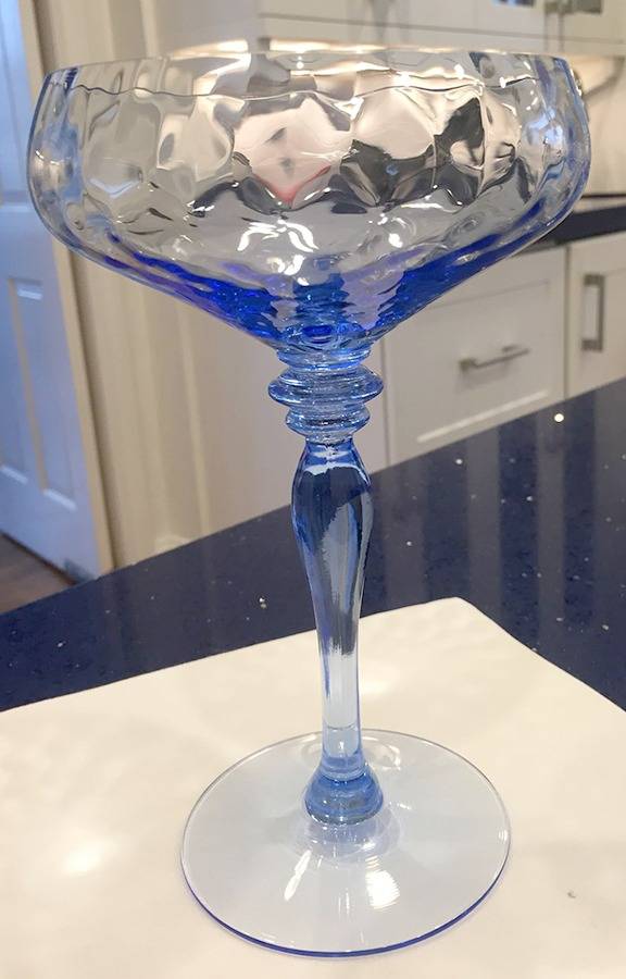 FRY84 Blue (Diamond Optic) Champagne/Tall Sherbet by Fry-1