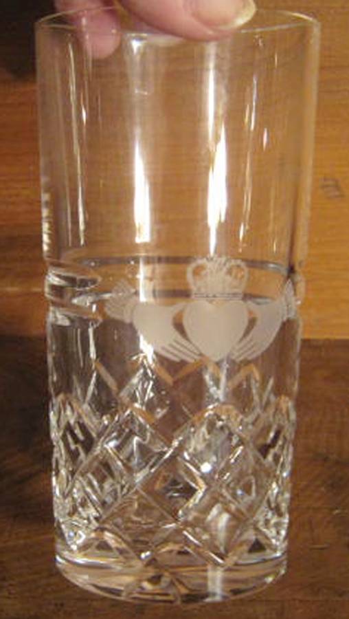 Claddagh Ring (Older, Etched Hands) Highball Glass by Galway-1