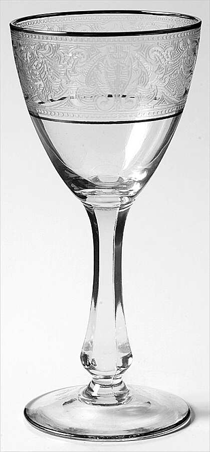Brocade Silver (Stem L31) Wine Glass by Glastonbury - Lotus-1