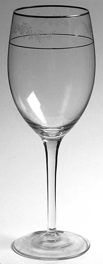 Rondelle (Etched Bowl, Platinum Trim) Water Goblet by Gorham Crystal-1