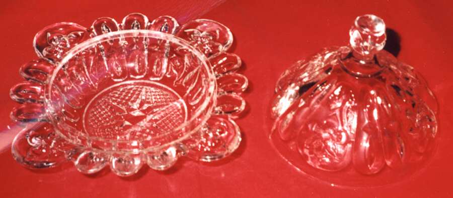 Sunken Primrose Clear Round Covered Butter by Greensburg-1