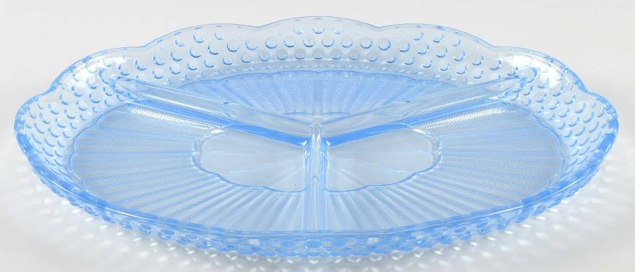 Emily's Attic Blue 13" Oval 3 Part Relish by Gorham Crystal-1