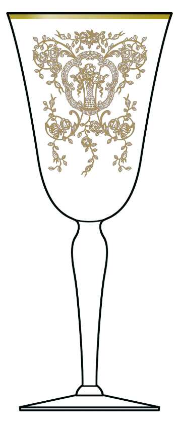 Bridal Bouquet (Gold Encrusted, Stem 35) Water Goblet by Glastonbury - Lotus-1