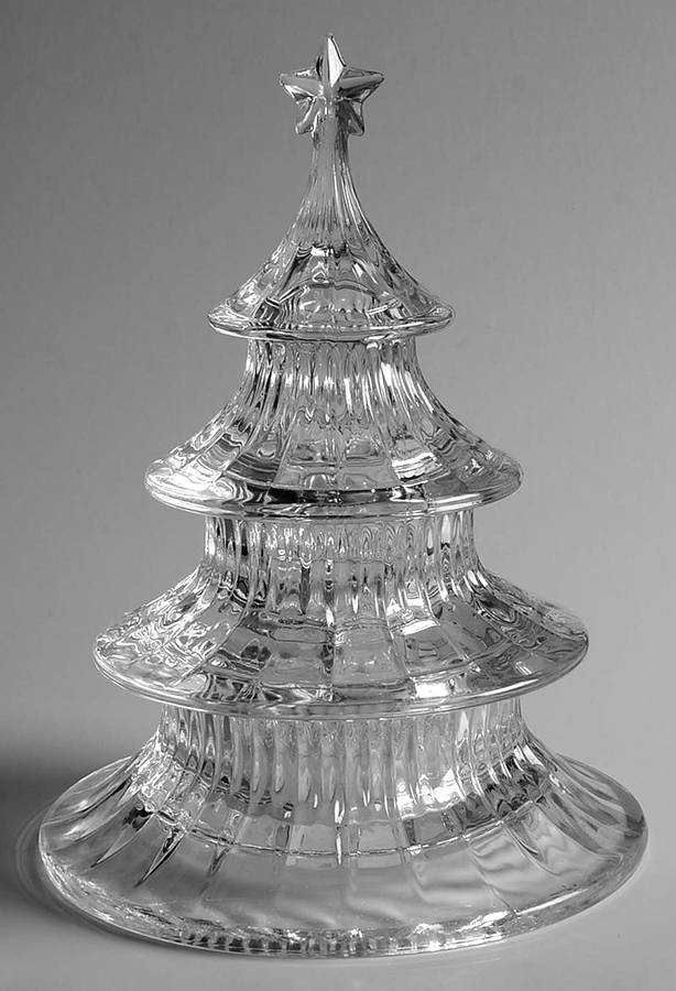 Holiday Traditions Collection 3 Tier Candy Tree (2 Sections & Lid) by Gorham Crystal-1
