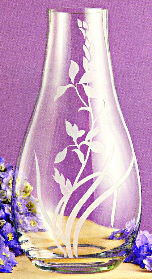 Floral Serenity 12" Teardrop Vase by Gorham Crystal-1