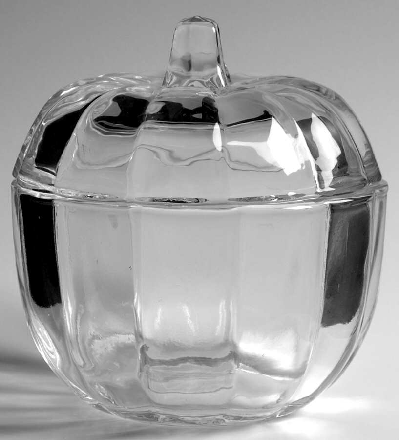 Trick Or Treat Pumpkin Candy Jar & Lid by Gorham Crystal-1